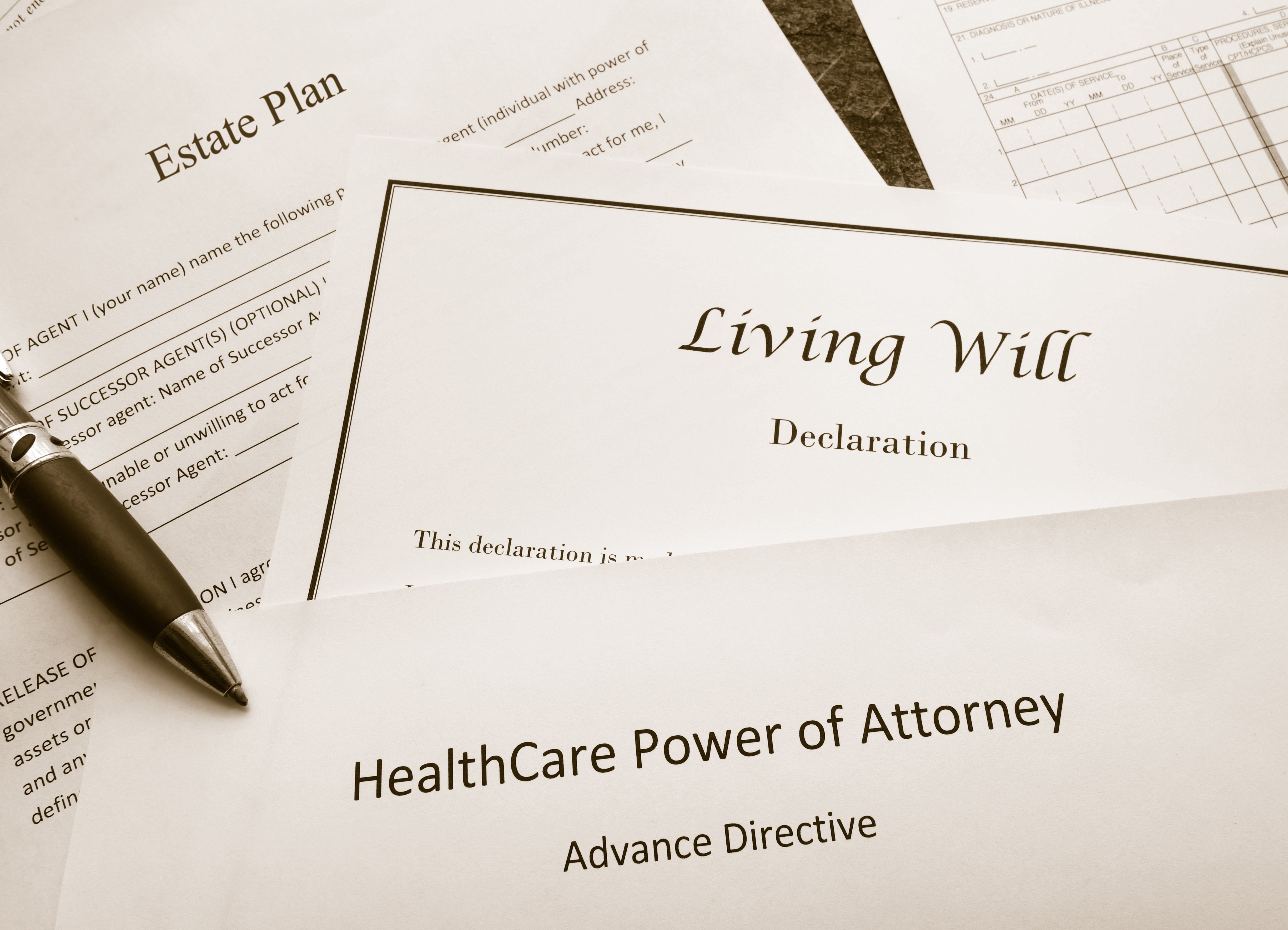 Trust documents on a desk, illustrating the Jimmy Buffett estate dispute between co-trustees of a marital trust
