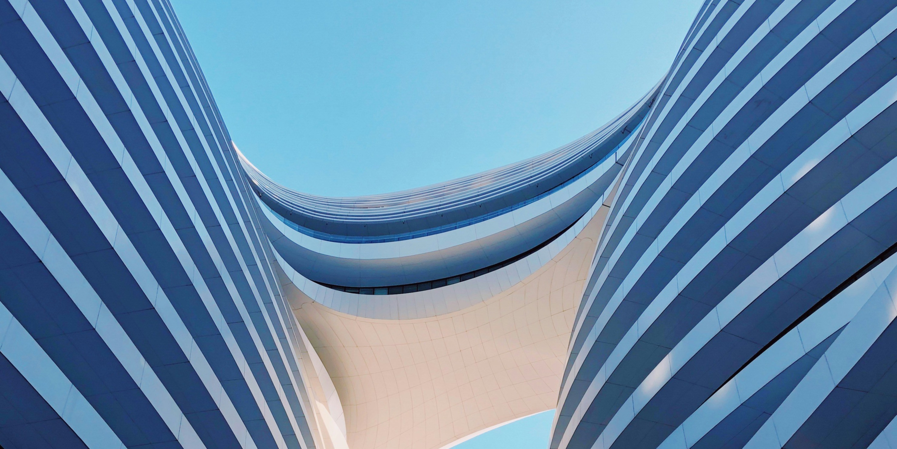 Modern building in the daytime with a blue sky